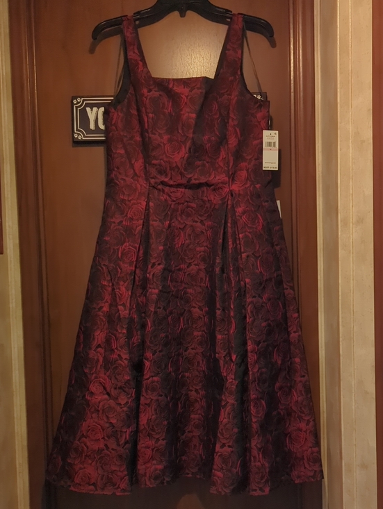 Alex Evenings Dresses & Skirts - Alex Evenings Black and Red Floral Jacquard A-Line Dress